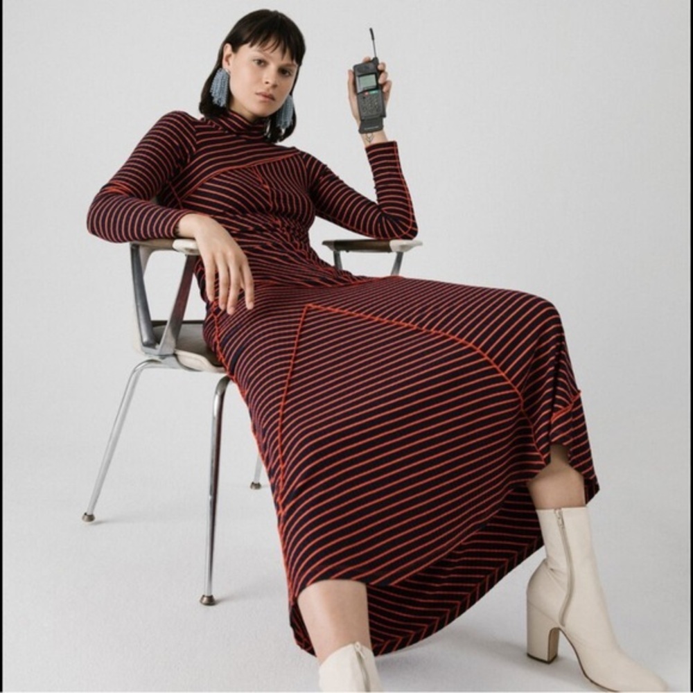 RACHEL COMEY TOPPA LEISURE RED BLUE STRIPE MAXI DRESS SIZE SMALL